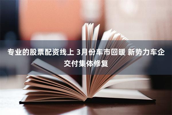 专业的股票配资线上 3月份车市回暖 新势力车企交付集体修复