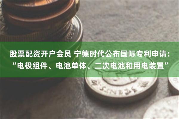 股票配资开户会员 宁德时代公布国际专利申请：“电极组件、电池单体、二次电池和用电装置”