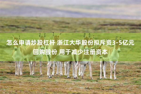 怎么申请炒股杠杆 浙江大华股份拟斥资3-5亿元回购股份 用于减少注册资本