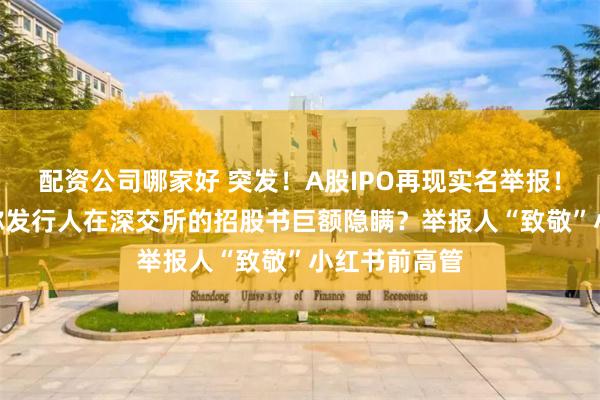 配资公司哪家好 突发!A股IPO再现实名举报!002号员工称发行人在深交所的招股书巨额隐瞒?举报人“致敬”小红书前高管