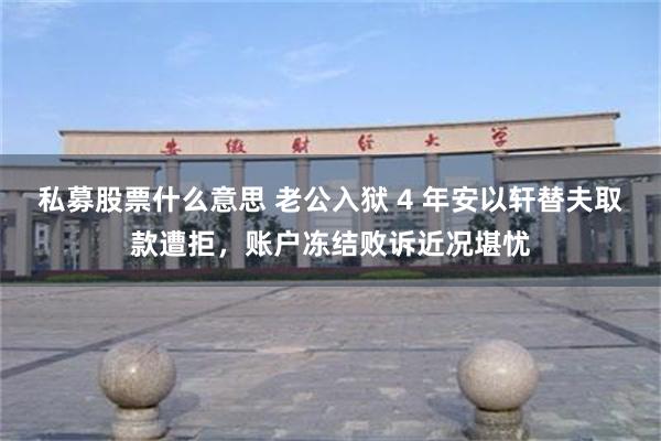 私募股票什么意思 老公入狱 4 年安以轩替夫取款遭拒，账户冻结败诉近况堪忧