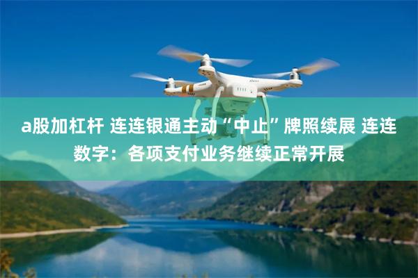 a股加杠杆 连连银通主动“中止”牌照续展 连连数字:各项支付业务继续正常开展