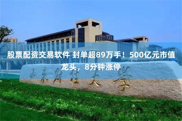 股票配资交易软件 封单超89万手！500亿元市值龙头，8分钟涨停
